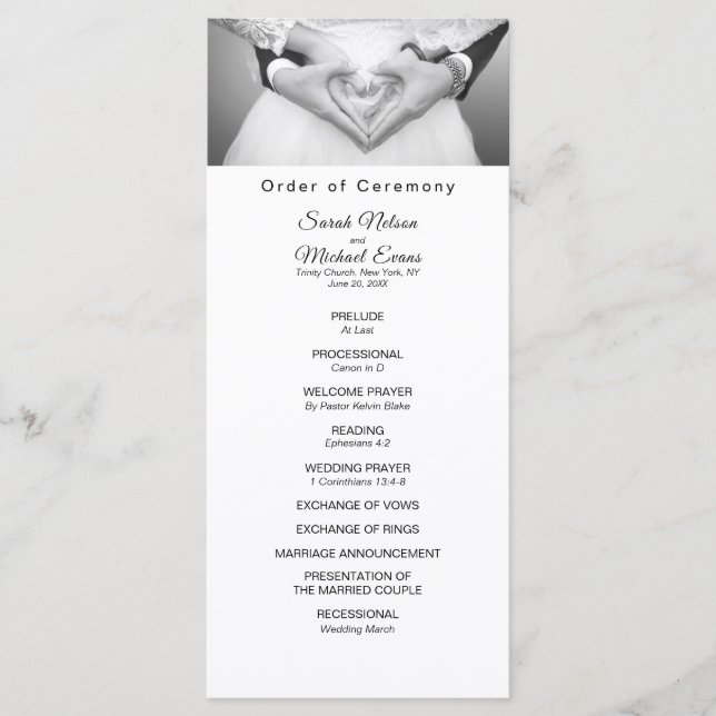 Traditionelles Hochzeitsprogramm für elegantes Fot Programm (Vorderseite)