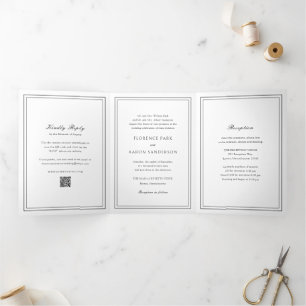 Traditionelles Hochzeitsschreiben von Schwarz und Dreifach Gefaltete Einladung