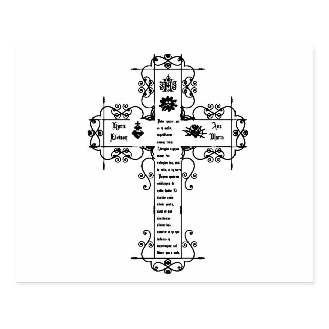 Traditionelles IHS-katholisches Gebet-Kreuz Gummistempel (Prägung)