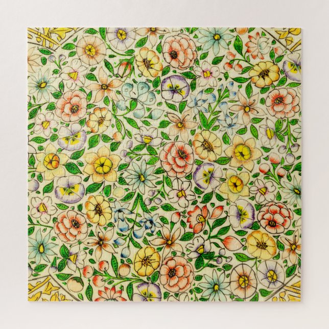 Traditionelles indisches Frühlingsblumendesign Puzzle (Vertikal)