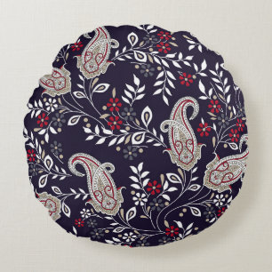 Traditionelles indisches Paisley, nahtlos Muster. Rundes Kissen
