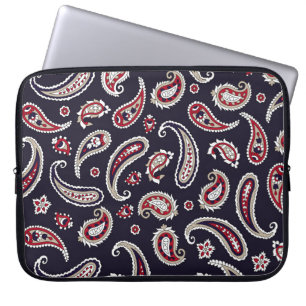Traditionelles indisches Paisley, Navy-Muster. Laptopschutzhülle
