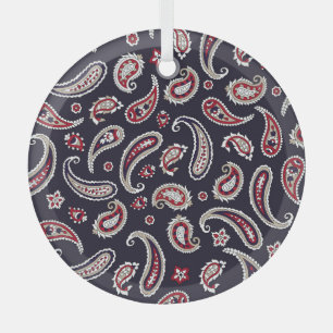 Traditionelles indisches Paisley, Navy-Muster. Ornament Aus Glas