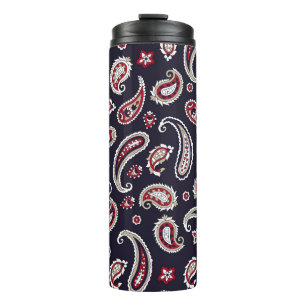 Traditionelles indisches Paisley, Navy-Muster. Thermosbecher