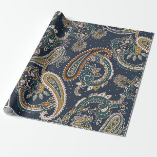 Traditionelles indisches Paisleymuster auf Hinterg Geschenkpapier