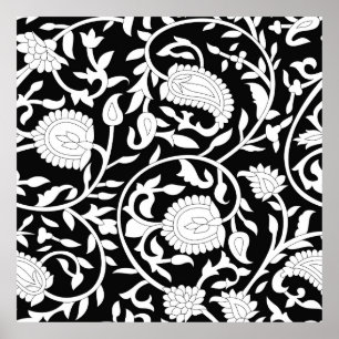 Traditionelles indisches Paisleymuster auf schwarz Poster