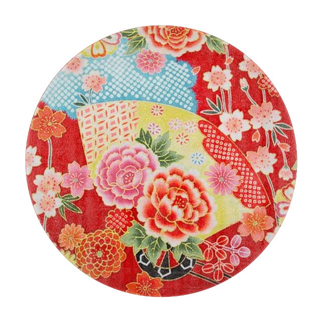 Traditionelles japanisches Blumengelb Schneidebrett (Vorderseite)