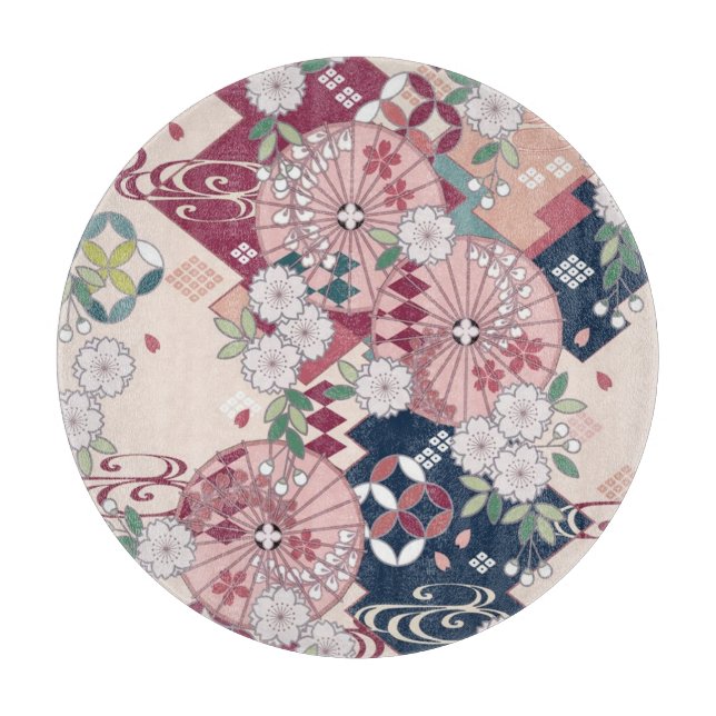 Traditionelles japanisches Blumenglas Sakura Pink  Schneidebrett (Vorderseite)