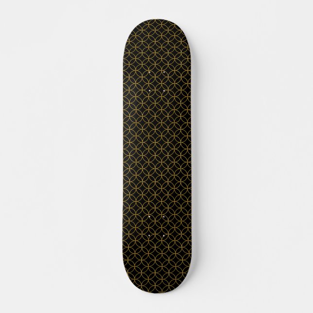 Traditionelles japanisches Design1 -SHIPPO- Black& Skateboard (Vorne)