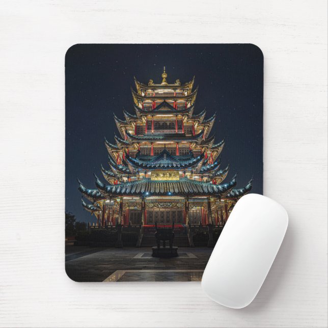 Traditionelles japanisches Gebäude beleuchtet Nach Mousepad (Mit Mouse)