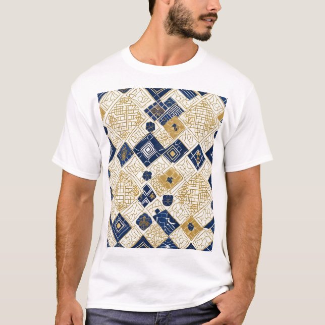 Traditionelles japanisches geometrisches Musterdes T-Shirt (Vorderseite)