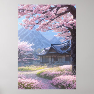 Traditionelles japanisches Haus auf dem Lande Poster