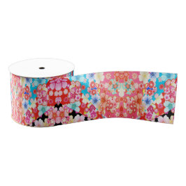 Traditionelles japanisches Kimono Floral Pink Blau Ripsband