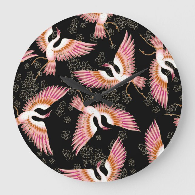 Traditionelles japanisches Kimono Motifs-Muster Große Wanduhr (Vorderseite)