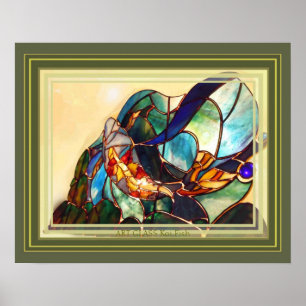 Traditionelles japanisches Koi Fish Nature Art Pos Poster