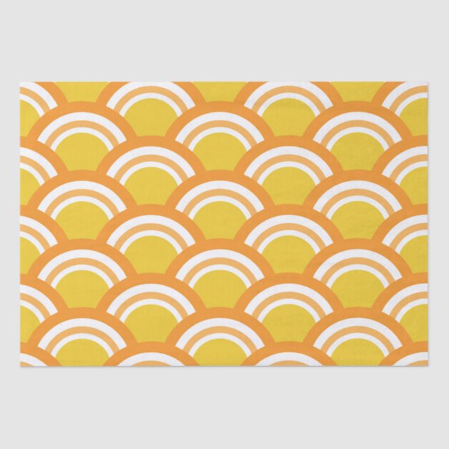 Traditionelles japanisches Wellenmuster in Gelb Seidenpapier (Vorderseite)