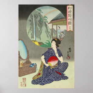 Traditionelles japanisches Woodprint Geisha Poster