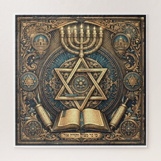 Traditionelles Judaica-Design und kniffliges Puzzl Puzzle (Vertikal)
