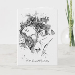 Traditionelles katholisches Beileid, das Kreuz bie Karte