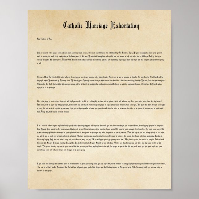 Traditionelles katholisches Hochzeitsposter Poster (Vorne)