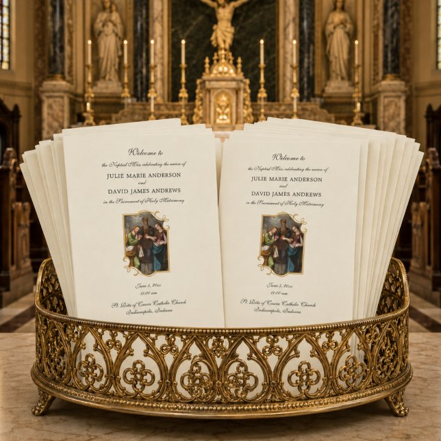 Traditionelles katholisches Hochzeitsprogramm Karte (Von Creator hochgeladen)