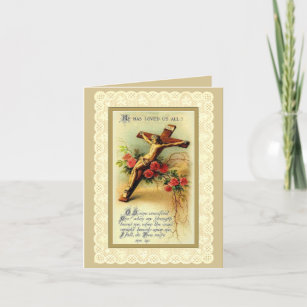 Traditionelles katholisches Pikzifix-Blumengebet Feiertagskarte