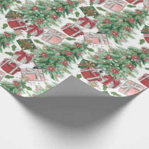 Traditionelles/klassisches Weihnachtsbaumpapier Geschenkpapier