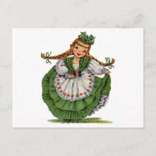 Traditionelles Kleid eines irischen Mädchens im Vi Postkarte