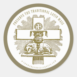 Traditionelles lateinisches goldenes Lamm Gottes A Runder Aufkleber