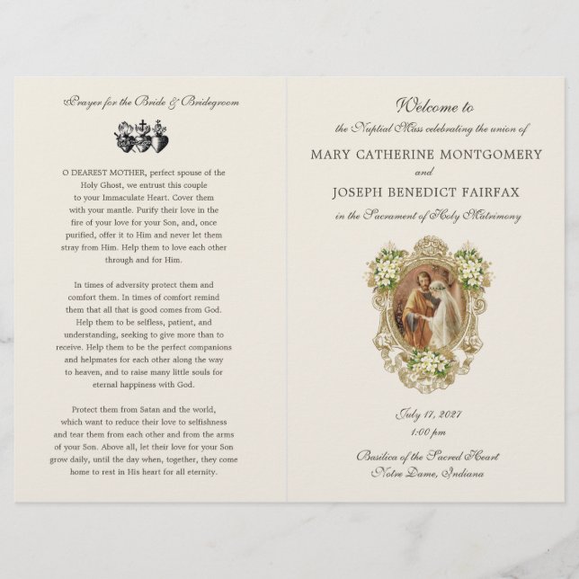 Traditionelles lateinisches Hochzeitsprogramm der  (Vorderseite)