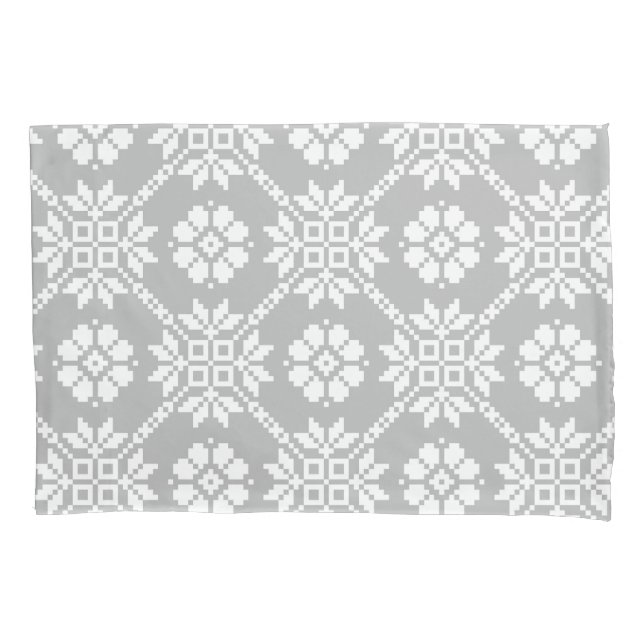 Traditionelles Lettisches Grau Sun Auseklis Saulit Kissenbezug (Vorderseite)