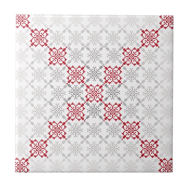 Traditionelles lettisches SUN-Zeichen geometrische Fliese (Vorderseite)