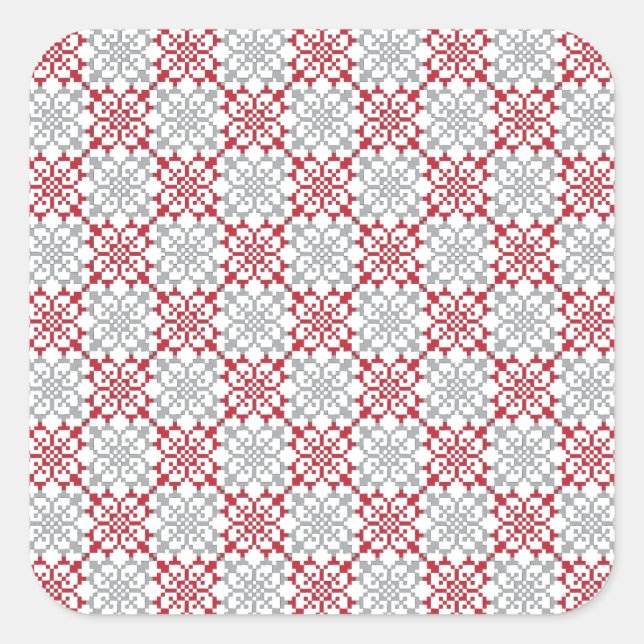Traditionelles lettisches SUN-Zeichen geometrische Quadratischer Aufkleber (Vorderseite)