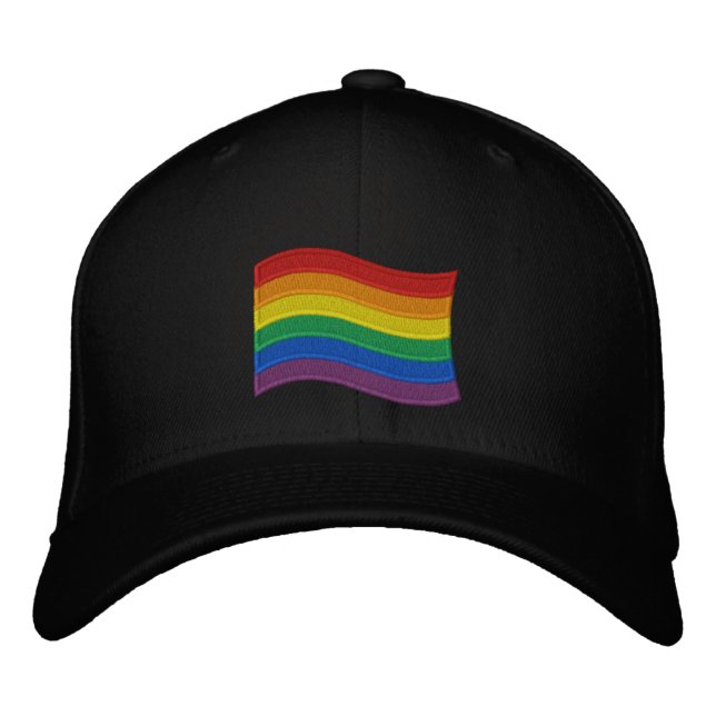 traditionelles LGBTQ+-Flag Bestickte Baseballkappe (Vorderseite)