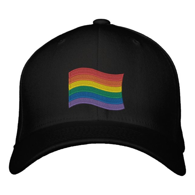 Traditionelles LGBTQ+-Flag mit besticktem Baseball Bestickte Baseballkappe (Vorderseite)