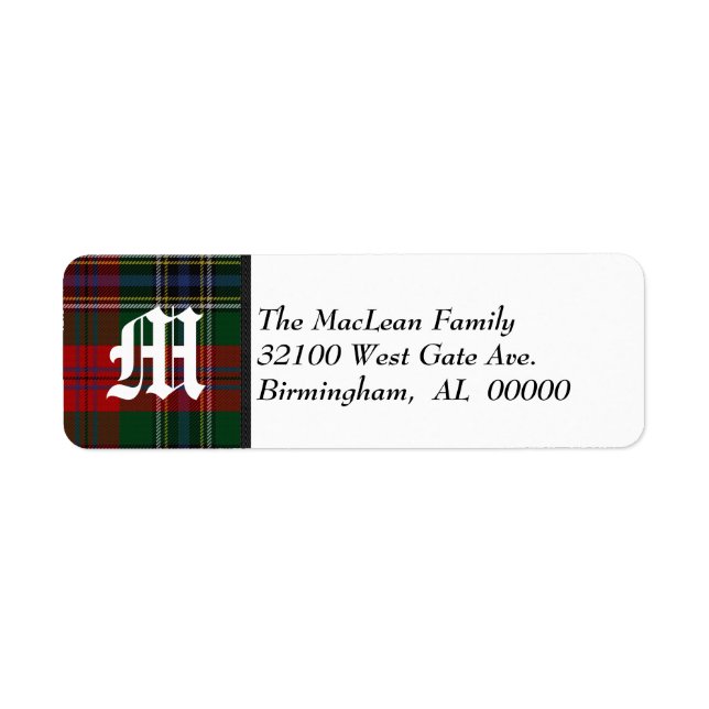 Traditionelles MacLean Tartan-Kariertes Monogramm (Vorne)
