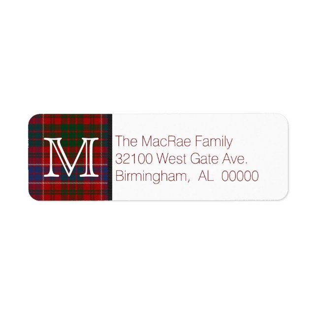 Traditionelles MacRae Tartan-Kariertes Monogramm (Vorne)