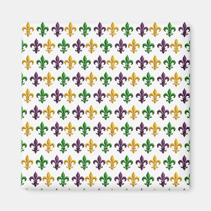Traditionelles Mari Gras gefärbtes Fleur-de-Lis-Mu Magnet