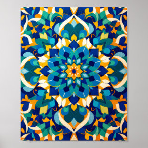 Traditionelles marokkanisches Zillij-Geometrisches Poster