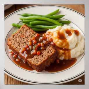 Traditionelles Meatloaf Dinner Design Poster