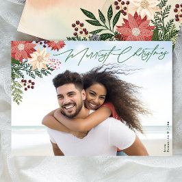 Traditionelles Merriest Weihnachten Poinsettia Fot