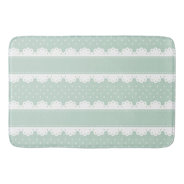 Traditionelles Mint-White-Lace-Streifen-Muster Badematte (Vorderseite)