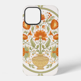 Traditionelles Mogul-Motiv, Fantasieblumen im Retr iPhone 12 Hülle