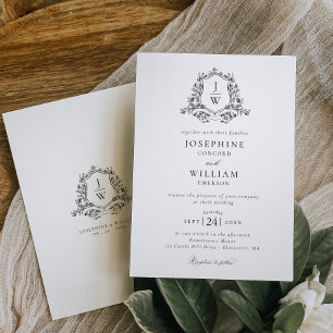 Traditionelles Monogrammwappen Florales Elegantes Einladung