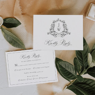 Traditionelles Monogrammwappen Florales Elegantes RSVP Karte