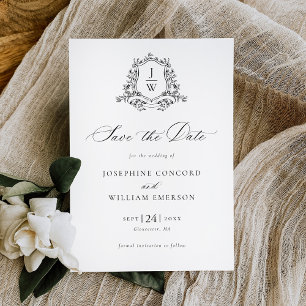 Traditionelles Monogrammwappen Florales Elegantes Save The Date