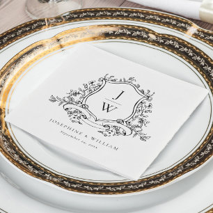 Traditionelles Monogrammwappen Florales Elegantes Serviette