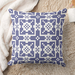 Traditionelles Motiv für Navy Blue & White Cross S Kissen