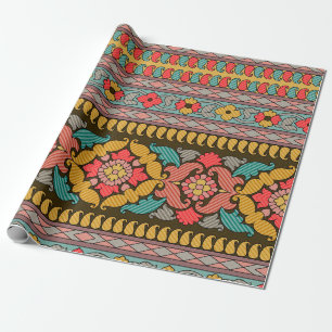 Traditionelles Mughal-Randdesign art,ethnisch,stof Geschenkpapier