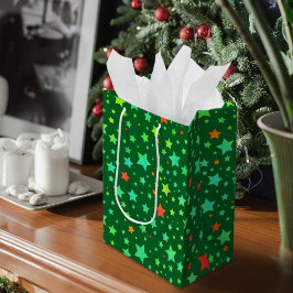 Traditionelles Muster für rote und grüne Feiertage Mittlere Geschenktüte